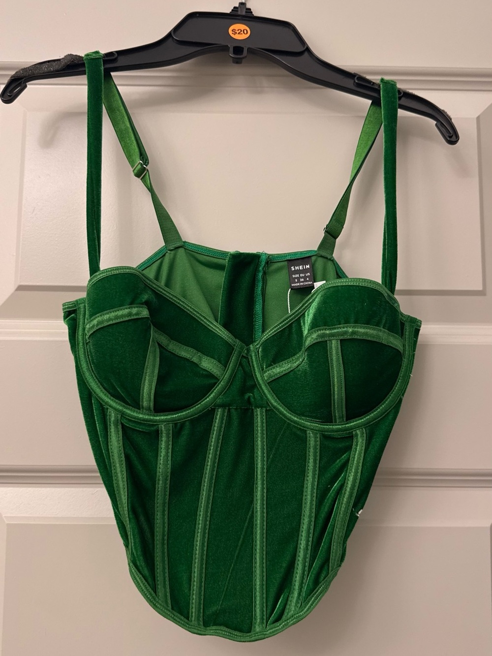 SHEIN Emerald Green Velvet Corset Bustier Top
